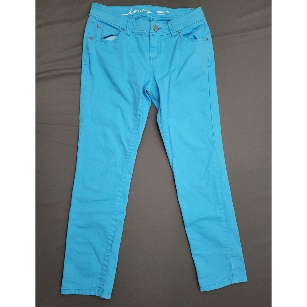 INC International Concepts Skinny Leg Jeans Turquoise Blue 4P Regular Fit Petite